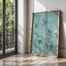2D Plano, 2D Plano, 1 pieza, Decoración de pared, Póster vintage, Impresión artística de playa de amor de verano, Obra de arte en lienzo de surfista aéreo, Adorno de pared distintivo e imaginativo, un regalo decorativo ideal para la sala de estar y el dormitorio, sin marco - Sin marco - Ver 1