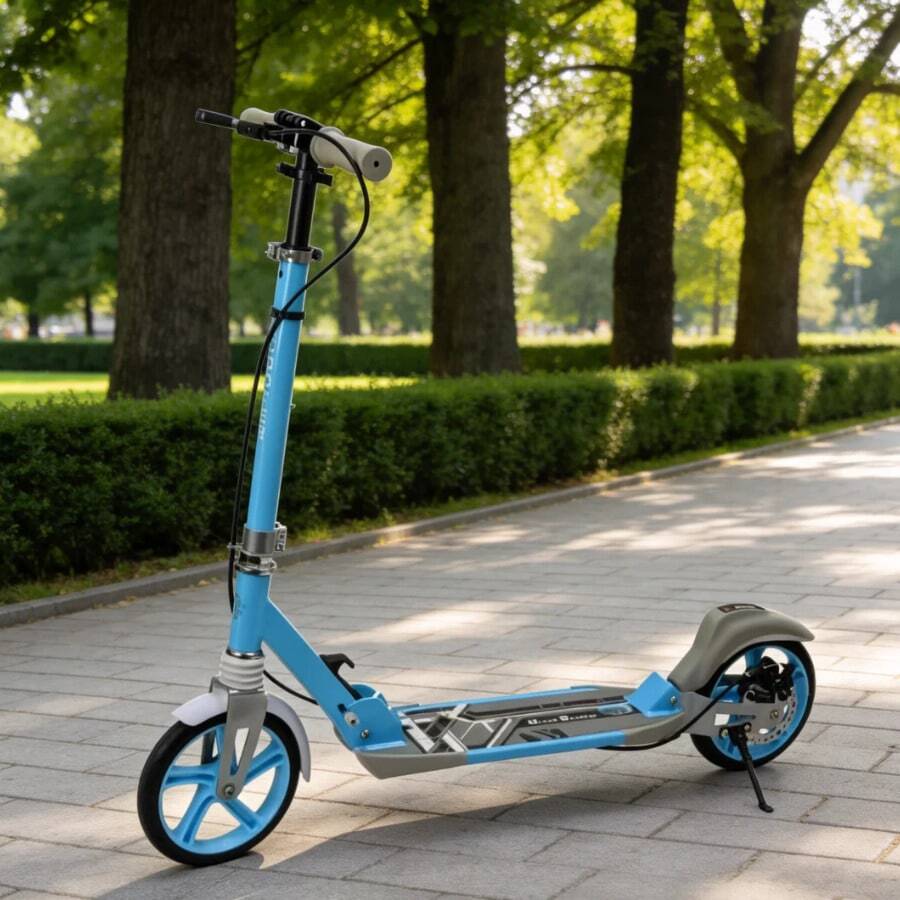 2-Wheel Foldable Kick Scooter, Aluminum Alloy Frame, Available In Pink And Blue, Portable Adult Commuting Scooter - Blue - View 1
