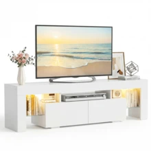 Modern TV Stand With LED Lights Wood Entertainment Center With Storage Drawers And Shelves Fits TVs Up To 70 Inch For Living Room - Xem 7