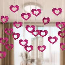 1 Set Fuchsia Heart Shaped Balloon Pendant, Party Decor Balloon Hanging Ornament, Birthday Celebration Decoration, Room Decor - Hot Pink - View 3