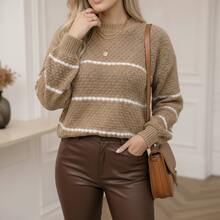 Knitted Sweater With Embossed Pattern And Weave, Autumn/Winter. - Albaricoque - Ver 5