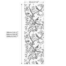 1 Roll Black & White Bird & Floral Self-Adhesive Wallpaper, Retro Aesthetic Removable And Reusable Peel And Stick Wallpaper, Easy To Install, PVC Material Contact Paper, Home Decor Wall Covering For Kitchen, Living Room, Bedroom, 17.3*118.1/196.8/393.7in - Black and White - View 12