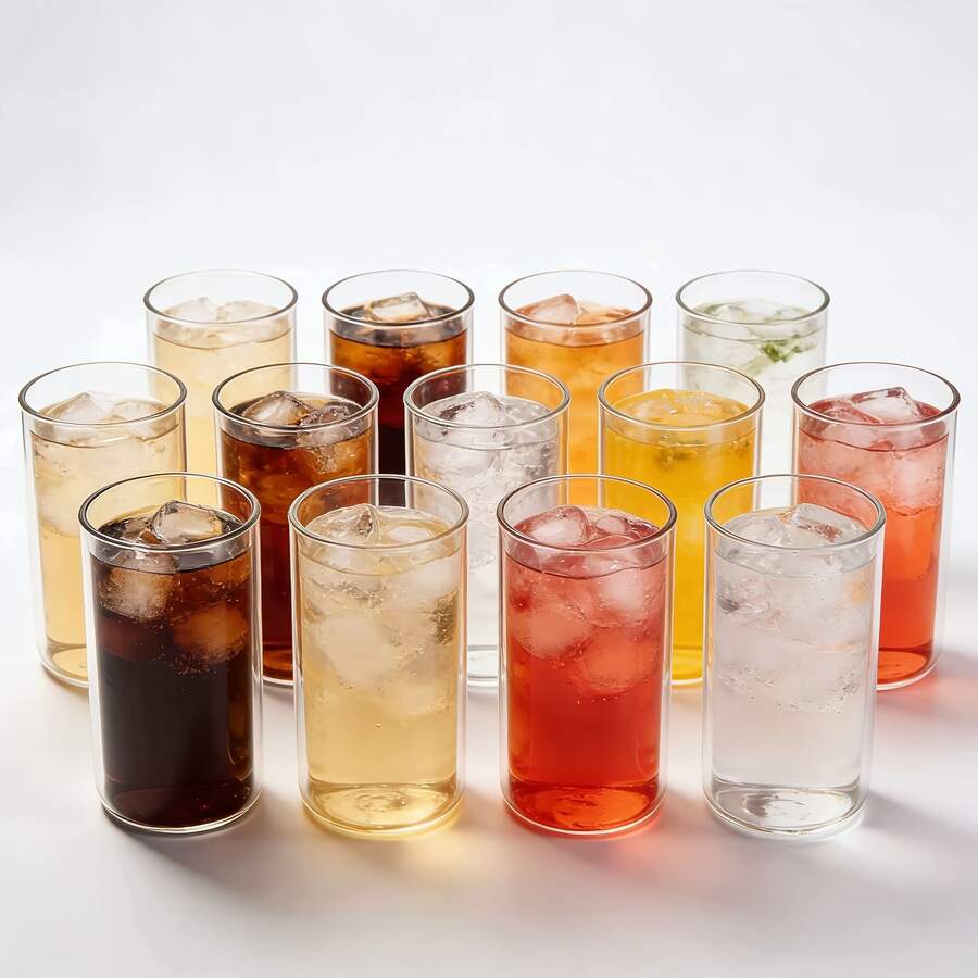 6/12pcs 300ml Transparent Glass Cups, Classic Glass Beverage Cups Suitable For Iced Coffee, Soda, Juice, Cocktail, Iced Tea, Dishwasher , Great For Home, Bar, Party, Restaurant - Transparent - View 1