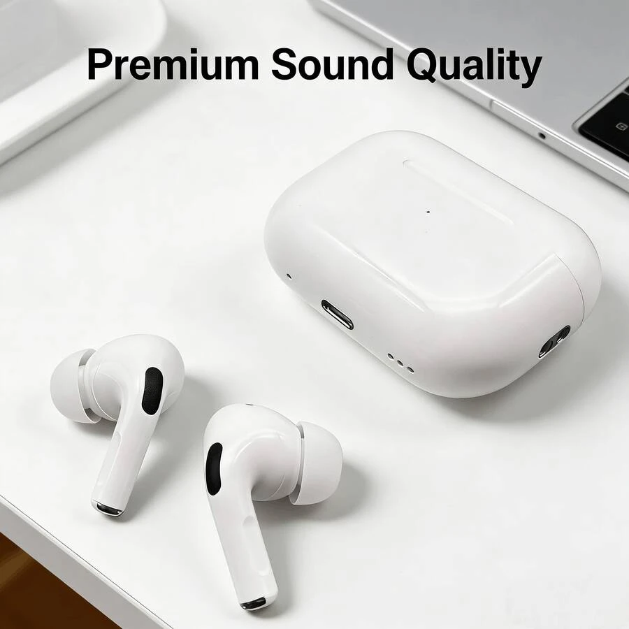真无线蓝牙耳机 - 兼容苹果和安卓设备，内置麦克风，防汗，续航长达 24 小时 - 白色 - 查看 1