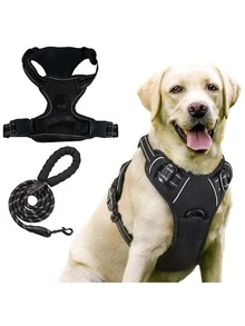 Large Dog Harness, Anti-Pull Pet Chest Strap With 2 Leash Clips, Adjustable Soft Padded Dog Vest, Reflective Oxford Cloth Pet Harness With Easy Control Handle, Suitable For Large Dogs - Black - View 2