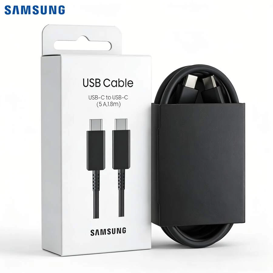 三星双USB-C 5A快充线 EP-DX510 全球版 1.8米 60W PD快充 适用于Type-C设备、智能手机、平板电脑和笔记本电脑 - 黑色 - 查看 1