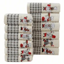 Bộ 6 khăn lau thêu hình đầu bếp, khăn dày, nhanh khô, thoáng khí, khăn đa năng phù hợp cho nhà bếp, rửa chén, lau ly, phòng tắm và chăm sóc xe hơi, có thể giặt và tái sử dụng, kiểu dáng ngẫu nhiên. - Nhiều màu - Xem 2