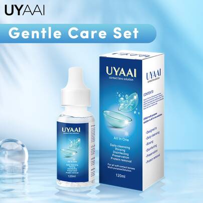  UYAAI 120ml Large Capacity Contact Lens Solution Effective Cleaning & Moisturizing Formula Soothes Eyes & Provides Long-Lasting Comfort Gentle & Comfortable For All Day Use Suitable For Soft Daily Care