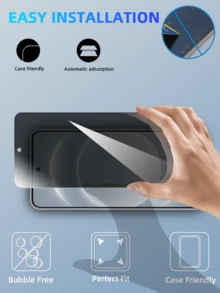 5片装隐私屏幕保护膜，兼容小米等手机，双层防碎钢化玻璃膜【防冲击 - 隐私保护】 - 黑色 - 查看 9