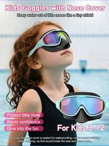 Bộ 2 kính bơi trẻ em có kẹp mũi, chống tia UV và chống sương mù, phù hợp cho bé trai, bé gái, thanh thiếu niên và trẻ nhỏ từ 3-12 tuổi. - Nhiều màu - Xem 1