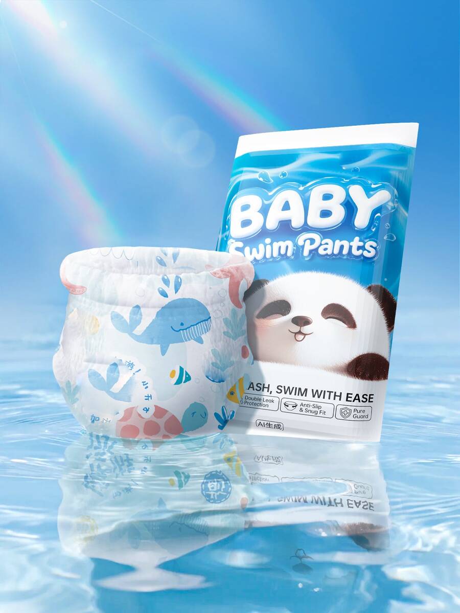 6片装婴儿一次性游泳尿布，独立包装婴儿游泳纸尿布 - 白藍色6包 - 查看 1