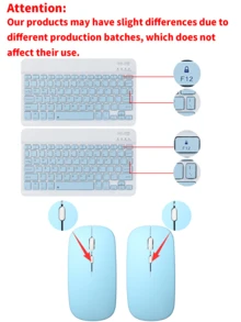 Wireless Bluetooth Keyboard (150mAh) And Mouse Stylus Holder Detachable Keyboard Case Compatible With Samsung Galaxy Tab, Redm SE (Blue) - Blue - View 12