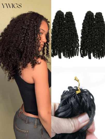 Y WIGS Tóc giả móc sợi xoăn tự nhiên, kiểu tóc xoăn nhẹ, 100% tóc thật, 200 sợi, 240g, dài 16-22 inch, màu tự nhiên, mềm mượt như lụa, kiểu tóc Goddess Locs, thích hợp cho mùa hè, Giáng sinh, cosplay, đám cưới, lễ hội âm nhạc.