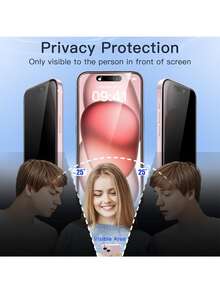 XINHONGYU 3片装全屏防窥隐私钢化玻璃屏幕保护膜,兼容 16 Pro Max/16 Pro/16/16 Plus/15 Pro Max/15 Pro/15/15 Plus/14/14 Pro/14 Pro Max/13/13 Pro/13 Pro Max/12/12 Pro/12 Pro Max/11/11 Pro/11 Pro Max/X/XS/XR/XS Max/7/8/6/6S/7 Plus/8 Plus/6 Plus/6 S,防水、防震、防摔、防刮、防指纹 - 黑色 - 查看 3