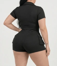Women's Plus Size Fitness Jumpsuit For Gym, Sports, Winter, Cold Weather, Thermal Jumpsuit With Pockets, Cell Phone, Makeup, Cargo, Training, Running, Cycling, Butt-Lifting, Shapely With Zipper - màu đen - Xem 9
