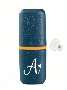 A-Z Letter Heart Shape Blue Portable Toothbrush Case, Keeps Your Toothbrush Clean And Convenient To Carry! Travel Toothbrush Holder, Portable Toothbrush Cup Lid, Suitable For Travel, Camping, Business Trip And School, Multi-Functional Toothbrush Cup - Blue - View 38