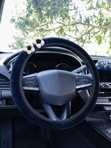 Plush Steering Wheel Cover, Floral Decor, Anti-Slip , Suitable For All Seasons, Multiple Styles Available - 2 Woolen Flowers - View 19