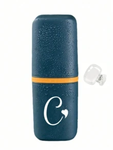 A-Z Letter Heart Shape Blue Portable Toothbrush Case, Keeps Your Toothbrush Clean And Convenient To Carry! Travel Toothbrush Holder, Portable Toothbrush Cup Lid, Suitable For Travel, Camping, Business Trip And School, Multi-Functional Toothbrush Cup - Blue - View 45