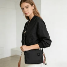 New Women's Drawstring Shoulder Bag, Spacious Shoulder Bag With Detachable Shoulder Strap And Fashionable Letter Design, Ideal For Daily Commuting To Work And Shopping. - Beige - View 2