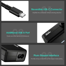 WAVLINK 112W High Power Universal Charger, USB C Fast Charging Laptop AC Adapter, Portable Power Cord With USB A Output For Daily Use - CHARGER-c112W - View 2