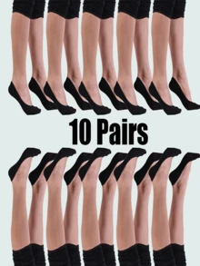 10 Pairs Extremely Comfortable Casual Boat Socks - Black - View 2