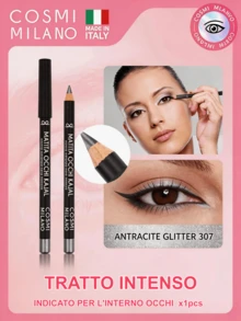 COSMI MILANO Multicolored Kajal Eye Pencil  Made In Italy, Creamy Smooth Texture, High Pigmentation, Suitable For Y2k Contouring Natural And Dramatic Effect, Must-Have Essential Make Up Makeup Unmissable Summer Makeup, Perfect For Parties, Meetings, Beach Travel - ANTRACITE GLITTER 307 - 查看 1