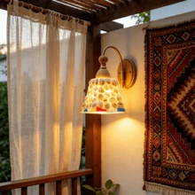 غطاء مصباح من الزجاج على شكل صدفة، بطراز طبيعي منعش، تصميم فني غير متماثل، تقنية صقل يدوية، إضاءة منزلية مصممة، ديكور غرفة المعيشة - صدفة بيضاء رباعية الأضلاع - مشاهدة 2