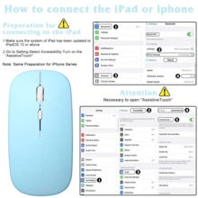 Ratón inalámbrico Bluetooth compatible con portátil, compatible con iOS 13.1.2 y superior, ratón mini silencioso, compatible con Android/Windows/Linux (azul cielo) - cielo azul - Ver 5