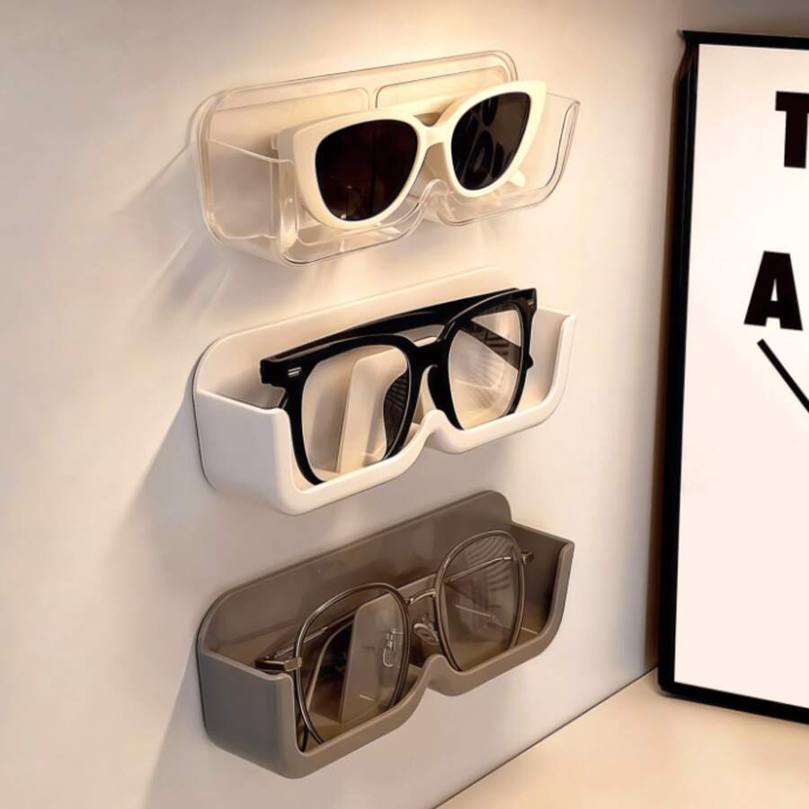 1 Stück/3 Stück Brillenaufbewahrungsregal, wandmontiert ohne Bohren nötig, für Badezimmer, Nachttisch, Kurzsichtbrille, Modebrillen, modernes minimalistisches Design - Verschiedenfarbig - Übersicht 1