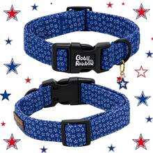 Adjustable Quick Release Plastic 4th Of July White Star & Rainbow Pattern Dog Collar, Suitable For Independence Day Blue Pendant Pet Collar - Navy Blue - View 5