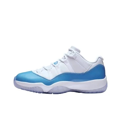 Nike Giày bóng rổ cổ thấp Jordan Air Jordan 11, đa năng, thoải mái, bền bỉ, kiểu dáng retro, unisex, màu trắng và xanh dương.