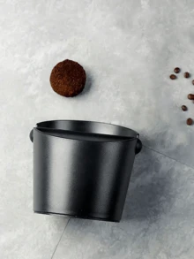 1pc Shock-Proof Coffee Grounds Collector Box, Suitable For Barista Coffee Grinding, Anti-Slip Coffee Grounds Dumping Bucket, Coffee Accessories, Student Supplies, Back To School Season - Black - View 4