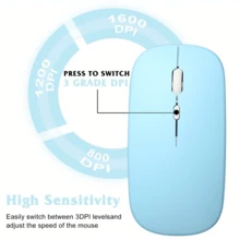 Ratón inalámbrico Bluetooth compatible con portátil, compatible con iOS 13.1.2 y superior, ratón mini silencioso, compatible con Android/Windows/Linux (azul cielo) - cielo azul - Ver 3
