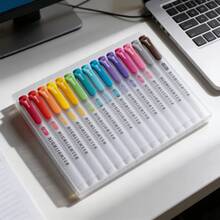5/15pcs Double-Headed Fluorescent Pens, 17*14cm Soft Color Fluorescent Highlighter Pens, Suitable For Coloring, Underlining, Highlighting, Thick & Thin Tips, Suitable For Marking And Highlighting, Back To School Season (Random Colors) - A - View 9