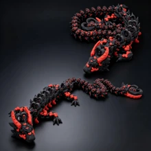 3D打印可动卡通黑龙，儿童减压玩具摆件，逼真黑龙模型生日礼物 - 黑龍 - 查看 3