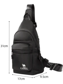 CAMEL CROWN 轻便户外斜挎包 运动骑行腰包 大容量休闲便携徒步跑步胸包 - 幻影黑 - 查看 1