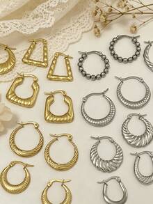 10 Bộ khuyên tai ngẫu nhiên với kiểu dáng thời trang và độc đáo. Đây là những chiếc khuyên tai dạng thẻ với chốt bằng thép không gỉ. Rất thích hợp để tặng bạn bè và bạn học. Khuyên tai nữ. Khuyên tai vàng. Khuyên tai bạc nữ. - Tinh tế và trang nhã - Xem 4