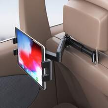 Giá đỡ điện thoại/máy tính bảng gắn sau ghế ô tô có thể điều chỉnh mới - Giá đỡ đa chức năng có thể kéo dài và gập lại, kiểu móc gắn vào tựa đầu, thiết kế tiết kiệm không gian, phù hợp với 2024 Pro 11/13 inch, Air Mini, Galaxy Tab và các thiết bị từ 4.7-13 inch. - Nhiều màu - Xem 1