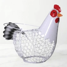 Metal Wire Woven Hen Shaped Egg Basket, Rustic Style Kitchen Counter Egg Holder, Durable Decorative Fresh Egg Storage Rack, Ideal For Housewarming And Mother's Day Gift - View 3