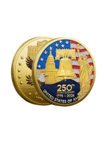 2026年美国独立250周年纪念币6枚套装 | 1776-2026年复刻纪念币，含塑料盒和鹰形挑战币，适合作为独立日主题派对纪念品 - A - 查看 6