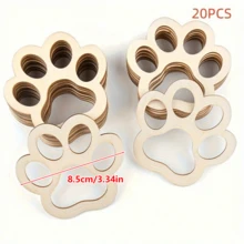 10/20/30pcs Wooden Pet Paw Shaped Blank Wooden Crafts, Suitable For DIY Handmade, Painting, Room Decoration - Dog Paw Prints - View 8