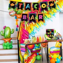 Kit de décoration de bar à tacos, décorations de fête mexicaine de carnaval, bannière, guirlande de bar à tacos, convient pour le 5 mai, fête à thème mexicain, enterrement de vie de jeune fille, shower de mariage, mariage, anniversaire, fournitures de fête de tacos - 1 ensemble - Voir 4