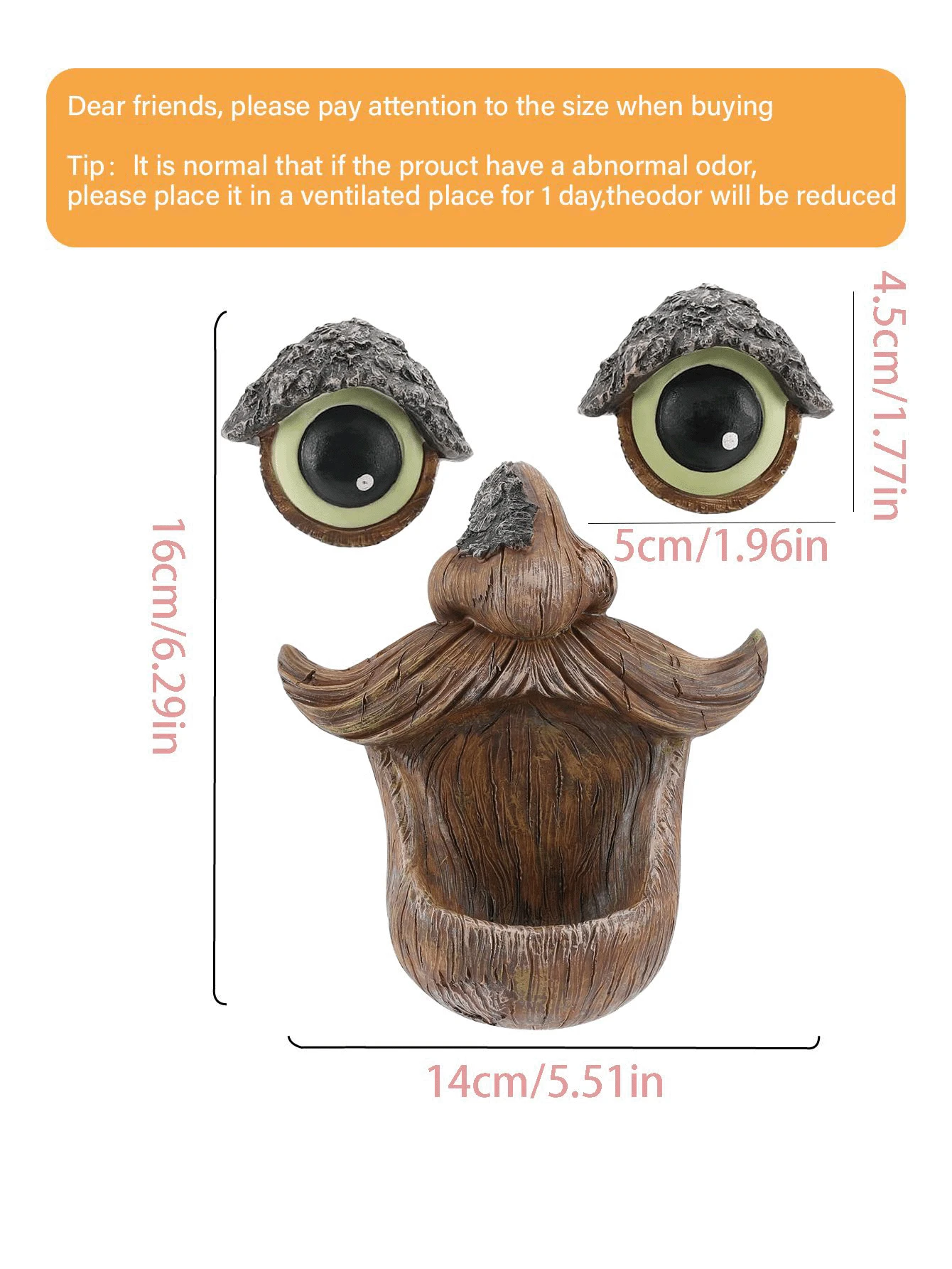 1pc Tree Face Bird Feeder, Elderly Face Glows In The Dark, Outdoor Tree Sculpture, Quirky Garden Decor And Yard Art, For Feeding Birds - A - View 12