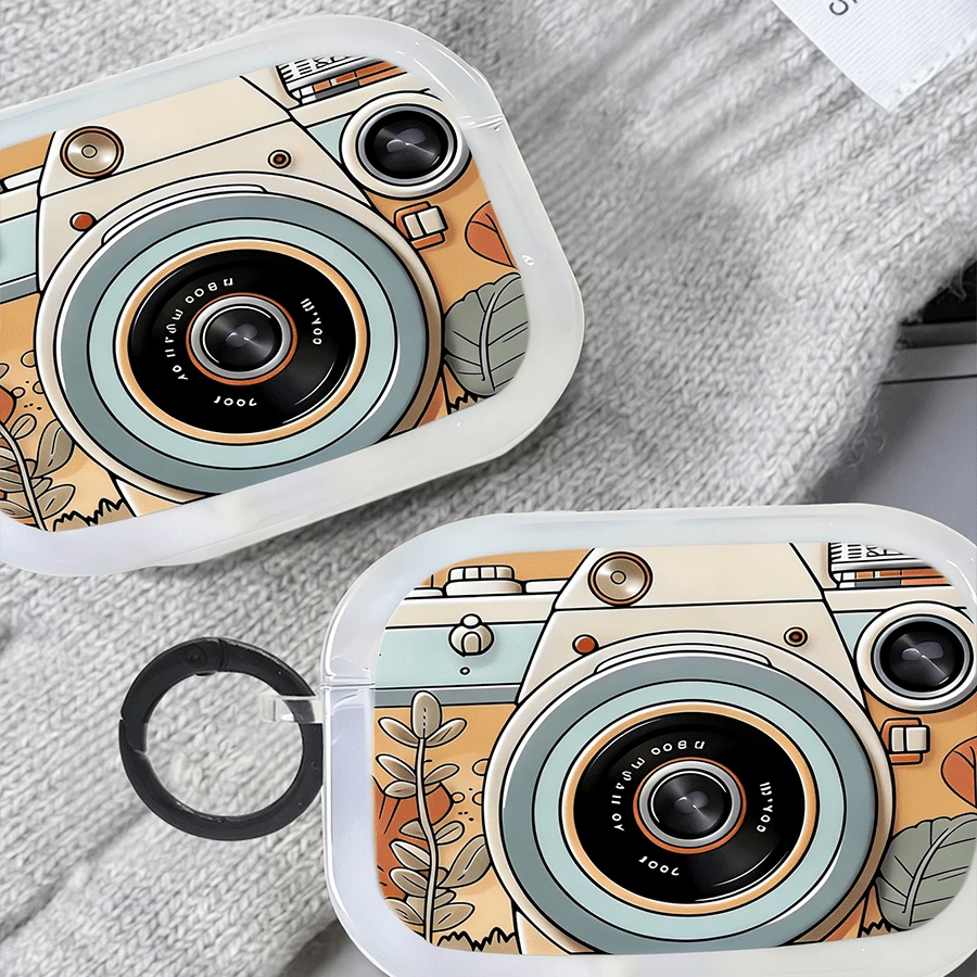 Funda protectora de TPU: Adecuada para la 1ra/2da/3ra/4ta generación Pro, con ilustración de patrón de cámara retro de dibujos animados, cubierta protectora - Multicolor - Ver 1