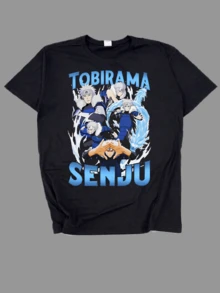 Anime T-Shirt Tobirama Character Unisex 100% Cotton Streetwear Launch Shipping In Various Colors!! - Black - View 1