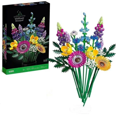 822pcs Rose Flower Building Set Or 547Pcs 1657 Mini Bricks Flower Bouquet Building Sets-12pcs Rose Flowers, Artificial Flowers For Home Décor, Rose Bouquet Building Kit For Valentine's Day Anniversary Birthday (Age 18+)