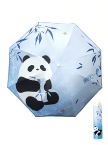1 chiếc ô gấp hình đầu gấu trúc, ô che nắng hình gấu trúc hoạt hình dễ thương, chống tia UV, thích hợp cho mùa hè và mùa thu, gấp ba. - Như đã trình bày - Xem 12