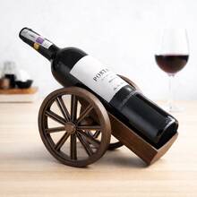Suporte de Vinho Decorativo Vintage Rústico Estilo Roda Antiga - Marrom - Visão 5