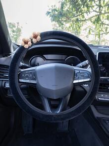 Plush Steering Wheel Cover, Floral Decor, Anti-Slip , Suitable For All Seasons, Multiple Styles Available - 2 Woolen Flowers - View 10
