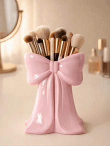 1/2 piezas Juego de cajas de almacenamiento de cosméticos con forma de lazo, soporte para brochas de maquillaje adecuado para tocador, dormitorio, baño, decoración del hogar linda, regalo para damas y amigas, decoración de sala de maquillaje, bolsa de maquillaje, artículo de viaje esencial - Multicolor - Ver 14